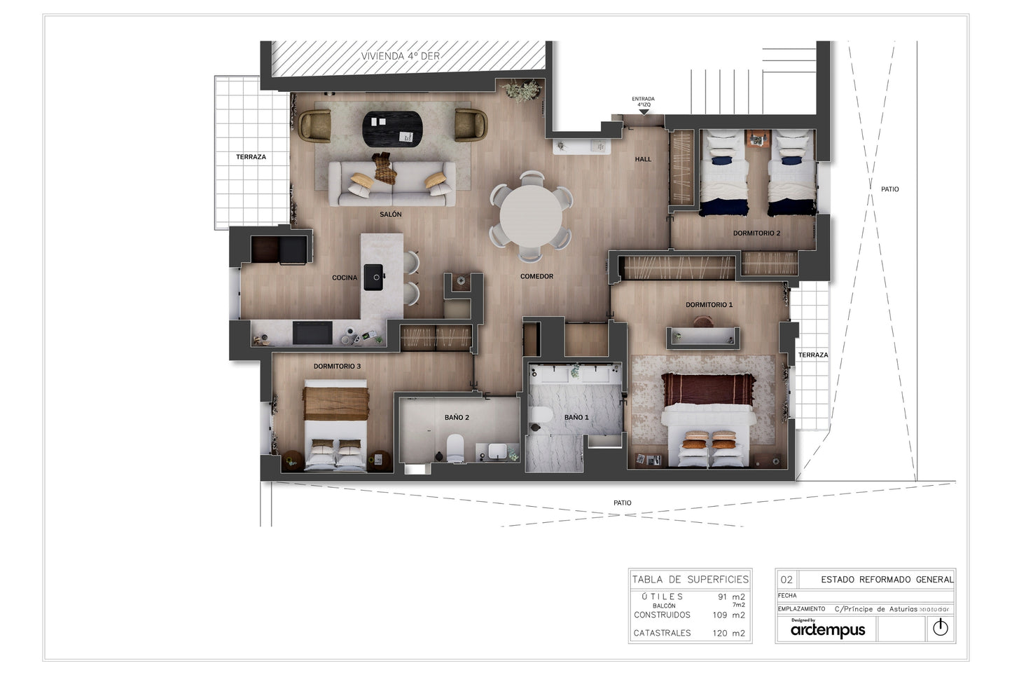Piso de lujo en Madrid con terraza privada en Calle Príncipe de Asturias