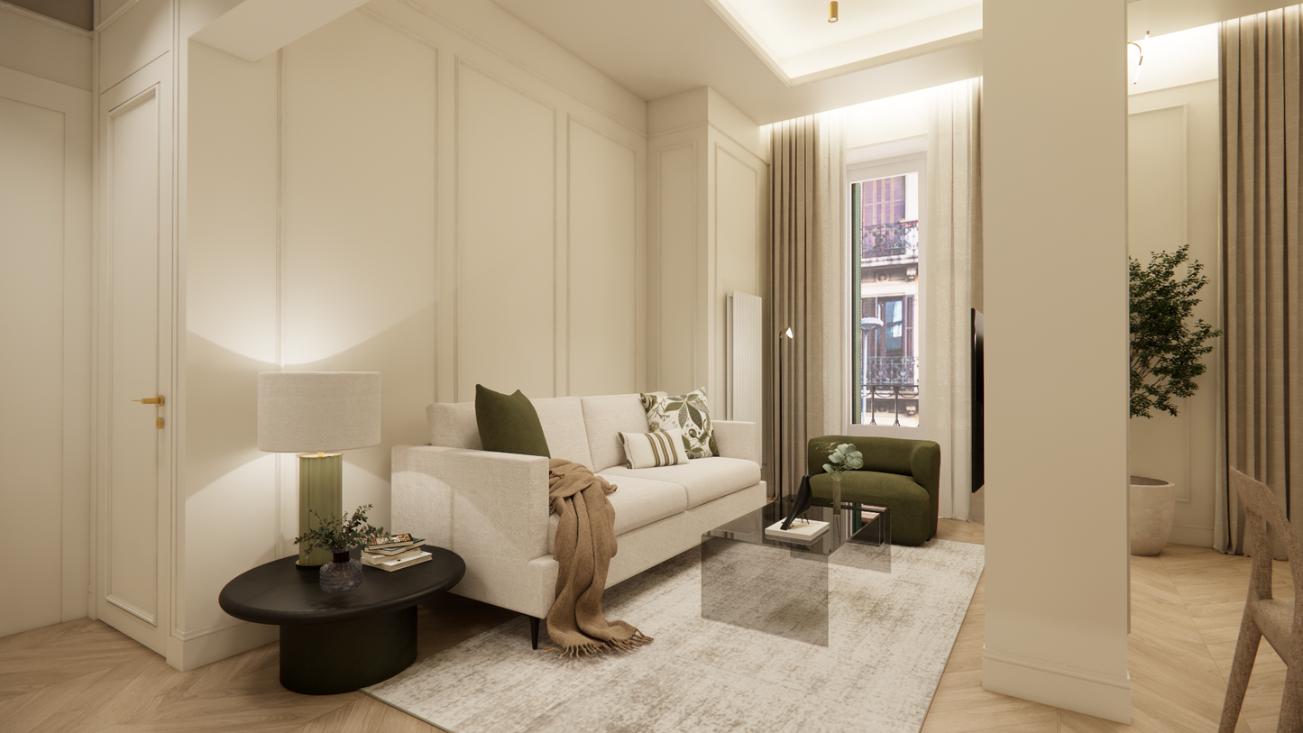 Piso de lujo en Madrid con balcón y encanto urbano en Calle del Barco