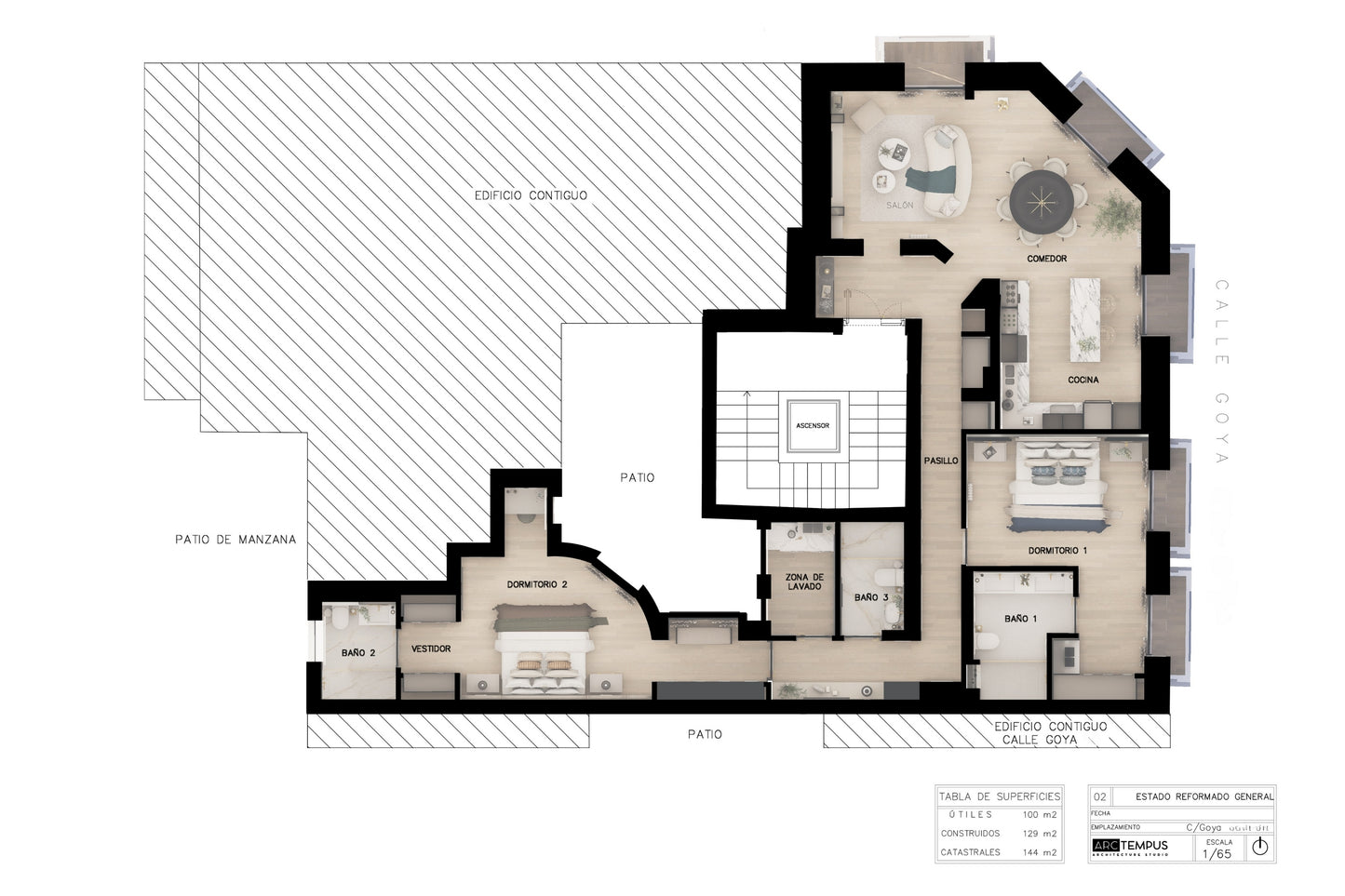 Piso de lujo en Madrid con balcones y diseño elegante en Calle Goya