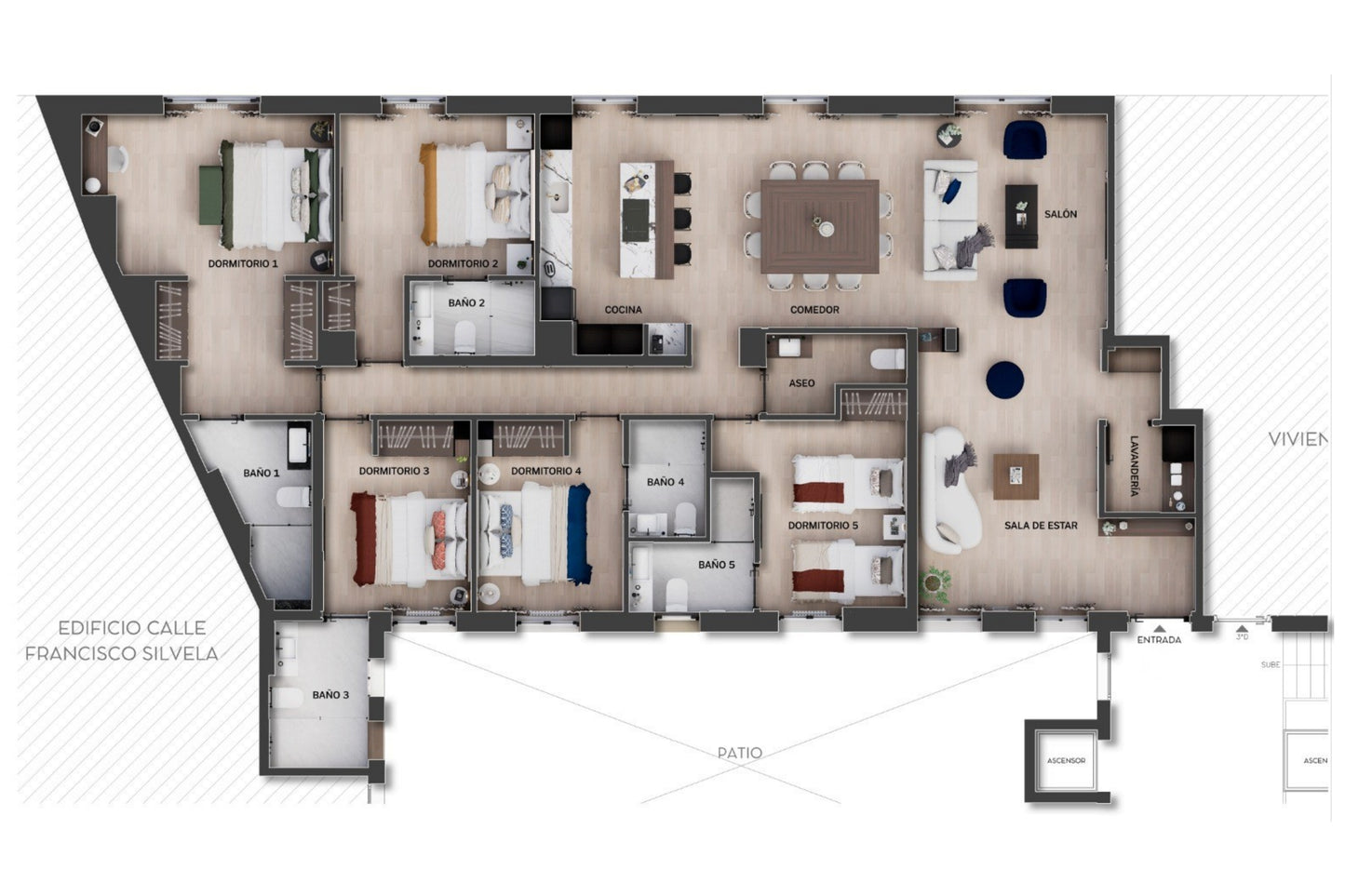 Piso de lujo en Madrid con cinco suites y diseño contemporáneo en Calle Francisco Silvela