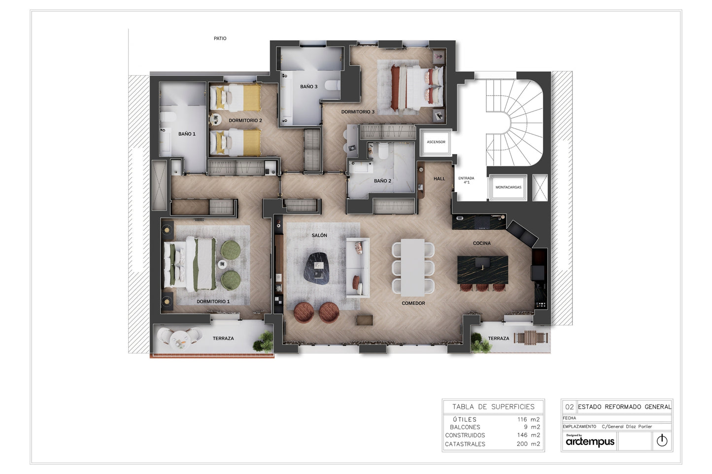 Piso de lujo en Madrid con terraza privada en Calle General Diaz Porlier
