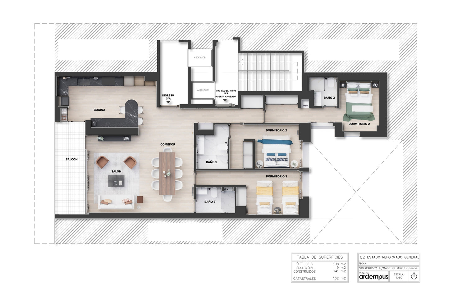 Piso de lujo en Madrid con balcón y diseño en Calle María de Molina